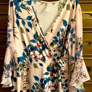 Beautiful floral wrap blouse!